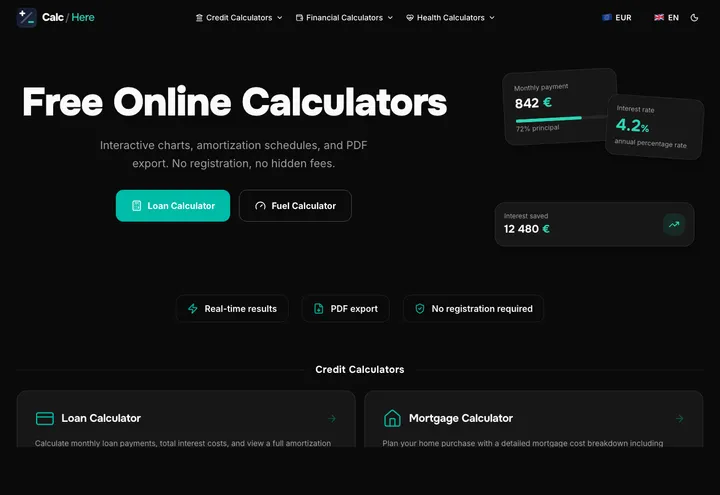 CalcHere.com - Онлайн калкулатори